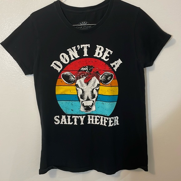 Lost Creek outfitters medium black t shirt don’t be a salty heifer humor funny - Picture 2 of 5